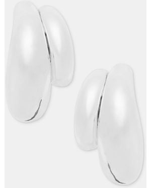 Anne Klein Puffy Double-row C-hoop Earrings - White