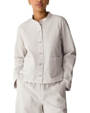 Eileen Fisher Mandarin Collar Shirt Jacket - Gray