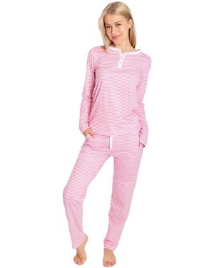 Sant And Abel Stripe Jersey Long Pj Set - Pink