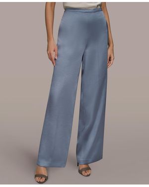 Donna Karan Wide Leg Pull-on Pants - Blue