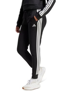 adidas Essentials Three Stripes Fleece Slim Pants - Black