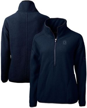 Cutter & Buck Georgetown Hoyas Cascade Eco Sherpa Fleece Half-zip Pullover Jacket - Blue