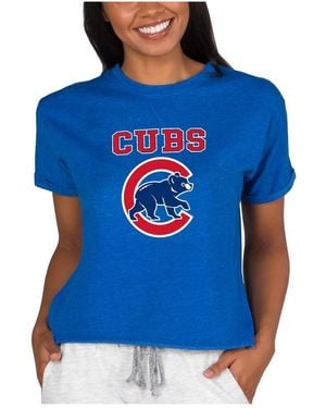 Concepts Sport Chicago Cubs Tri-blend Mainstream Terry Short Sleeve Sweatshirt Top - Blue