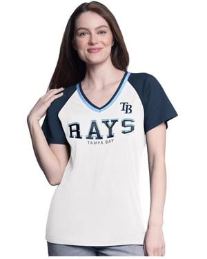 G-III 4Her by Carl Banks White/navy Tampa Bay Rays Ball Park Raglan V-neck T-shirt