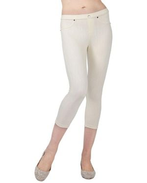 Memoi Chino Capri-length Cotton Blend leggings - Natural