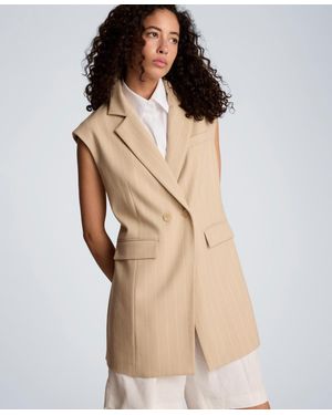 Kenneth Cole Sleeveless Button Front Vest - Natural