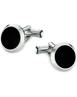 Montblanc Meisterstuck Steel And Onyx Cufflinks 112896 - Black