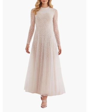 Needle & Thread Sequin Cascade Round Neck Gown - Pink