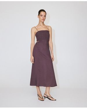 Mango Cutout Embroidered Beaded Dress - Purple