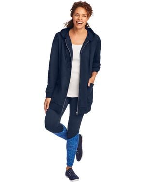 Woman Within Plus Size Within Zip Front Tunic Hoodie Sweatshirts - Blue