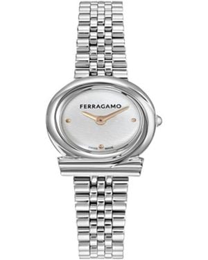 Ferragamo Stainless Steel Bracelet Watch - White