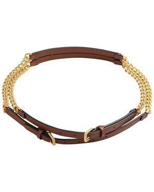 Ralph Lauren Leather Trim Stacked Chain Belt - Brown