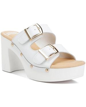 Rag & Co Kenna Dual Buckle Strap Sandals In White