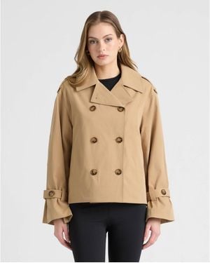 NVLT Double Breasted Short Trench Coat - Natural