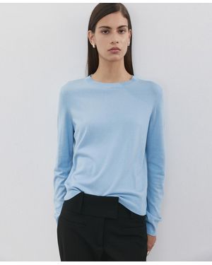 Mango Round-neck Knitted Sweater - Blue