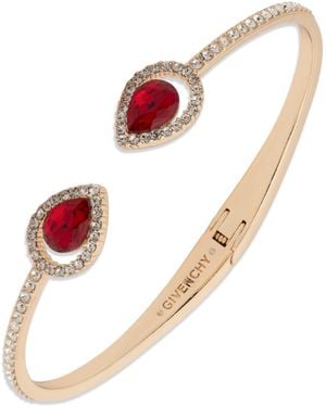Givenchy Rhodium Glass Stone Silver-tone Pear Cuff Bracelet - Pink