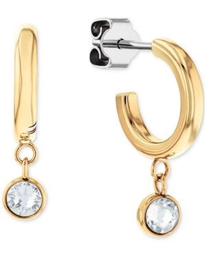 Tommy Hilfiger 2-pc. Set Pave Stud & Crystal Charm Hoop Earrings - Metallic