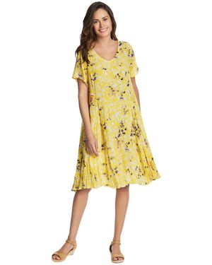 Woman Within Plus Size Within Short Crinkle Dress - Yellow