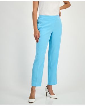 Kasper Stretch Crepe Slim Leg Pant - Blue