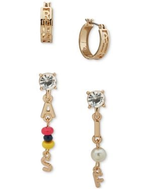 Clueless Gold-tone 2-pc. Set Rizz Hoop & As If Linear Drop Earrings - White