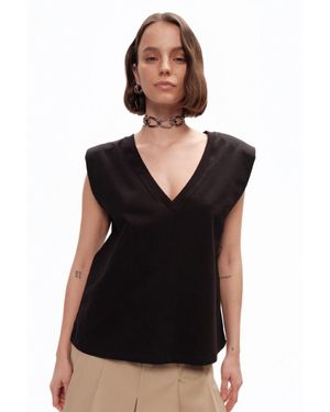 Nocturne V-neck Padded T-shirt - Black