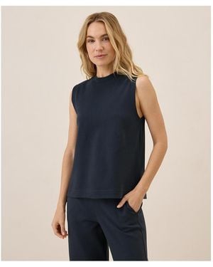Pact Organic Cotton Airplane Mock Neck Shell - Blue