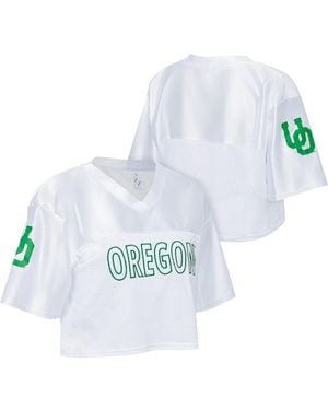 ZooZatZ Oregon Ducks Mesh Cropped V-neck T-shirt - White