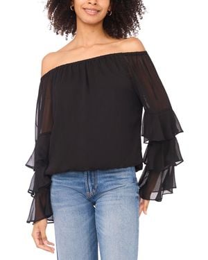 SAM & JESS Long-sleeve Ruffle Top - Black