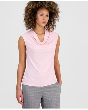 Kasper Petite Sleeveless Cowlneck Top - White