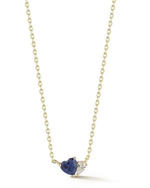 Rachel Zoe 14k Gold Plated Sterling Silver Dainty Two-stone Heart Necklace - Metallic