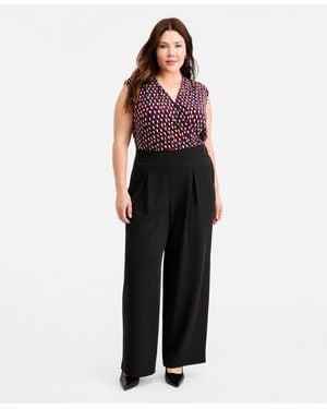 Anne Klein Plus Size Pleat-front Wide Leg Pants - Multicolor