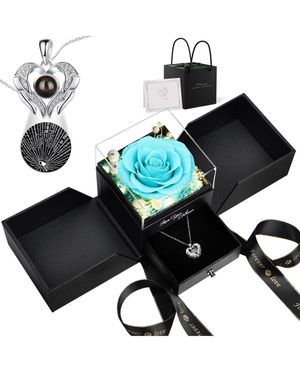 Gnuadz Preserved Roses With Love Necklace Gift - Black