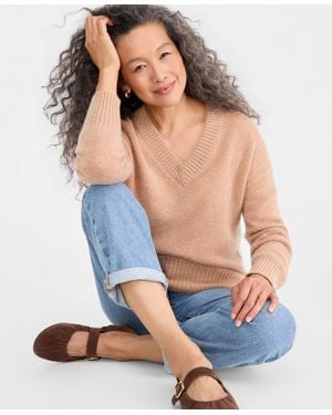 Charter Club 100% Cashmere V-neck Relaxed Sweater - Blue