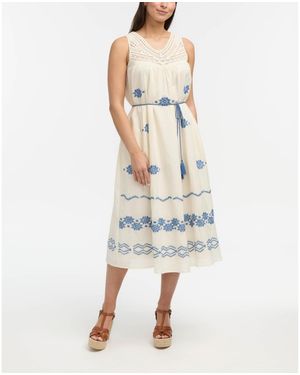 Ellen Tracy Crochet Embroidered Maxi Dress - White