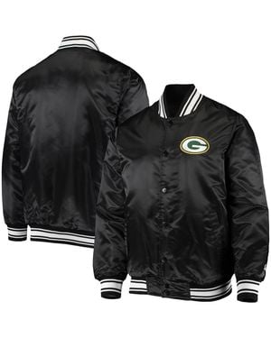 Starter Green Bay Packers Locker Room Satin Varsity Full-snap Jacket - Black