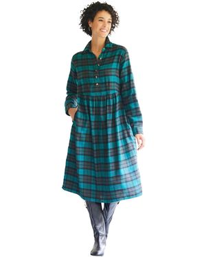 Woman Within Plus Size Within Plaid Flannel A-line Shirtdress - Blue