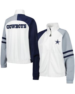 Starter White Dallas Cowboys Curve Ball Raglan Full-zip Track Jacket - Blue