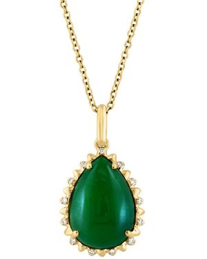 Effy Effy Pear-shape Dyed & Diamond (1/20 Ct. T.w. - Green