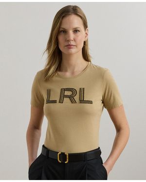 Ralph Lauren Beaded-logo Cotton Jersey Tee - Natural