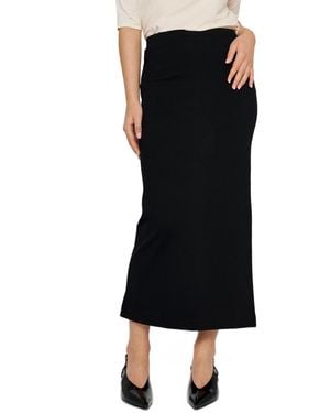 Residus Lala High-waisted Midi Slit Skirt - Black