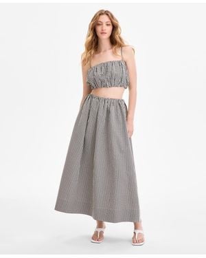 French Connection Pull-on Gingham Midi Skirt - Gray