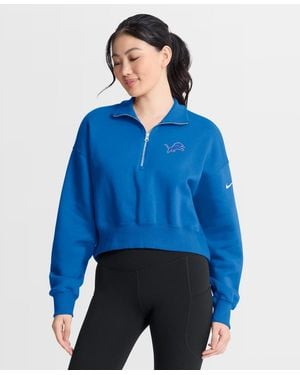 Nike Detroit Lions Phoenix Fleece Quarter-zip Sweatshirt - Blue