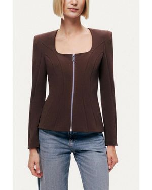 Nocturne Zip-front Structured Top - Black