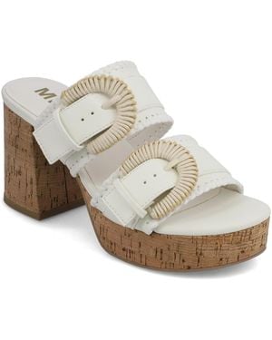 MIA Woven Raffia Platform Dress Sandals - White