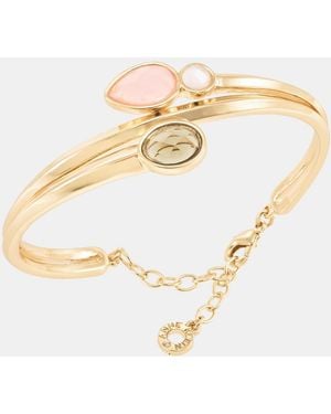 Anne Klein Boxed Gold-tone Bezel Stone Twist Cuff Bracelet - Metallic