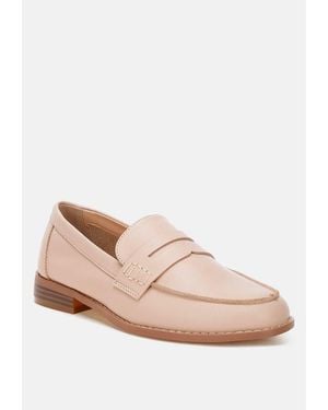 Rag & Co London Rag Reiga Low Block Heel Loafers - Pink