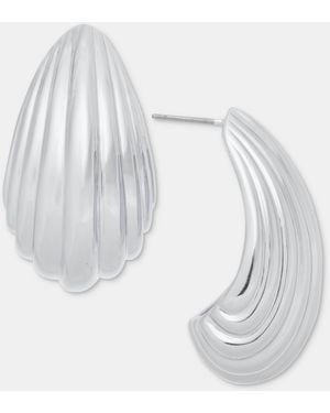 On 34th Textured J-hoop Earrings - Metallic
