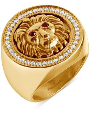 Black Jack Jewelry Cubic Zirconia Lion Head Halo Ring - Metallic