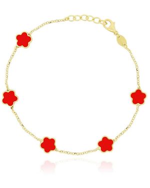 The Lovery Flower Bracelet 14k Gold - Red