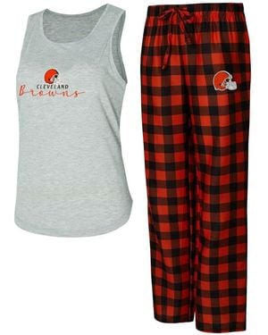 Concepts Sport Gray/brown Cleveland Browns Petition Tank Top And Pants Sleep Set - Red